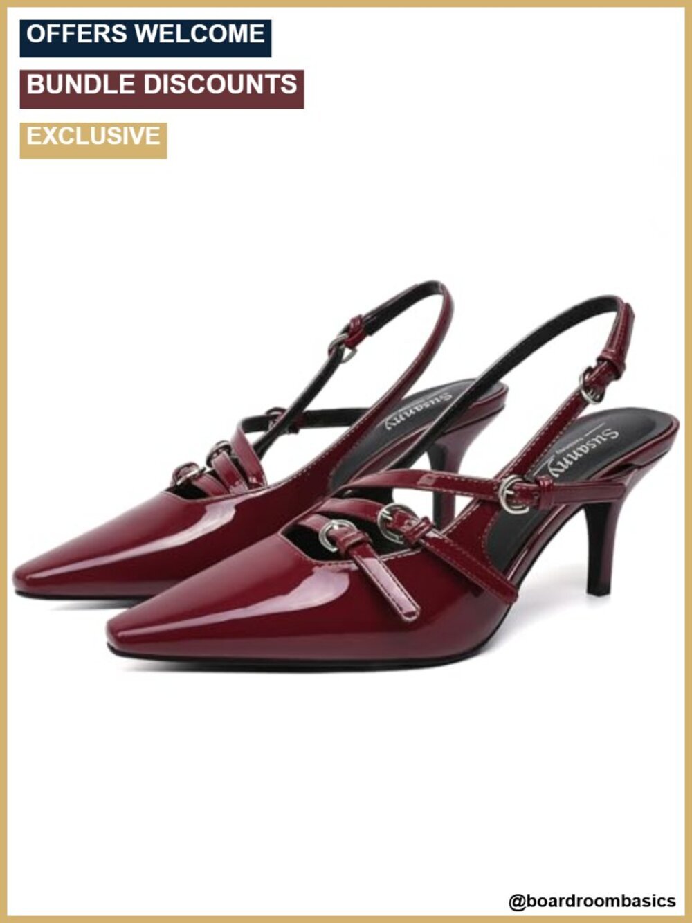 Patent Slingback Kitten Heels Pointed Toe Dress Pumps Strap Slip On Shoes